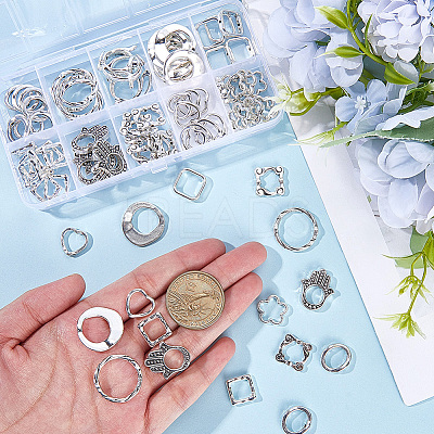 100Pcs 10 Styles Tibetan Style Alloy Bead Frames Sets TIBE-SP0001-16B-1