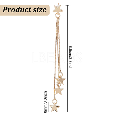 2 Pairs 2 Colors Alloy Star Tassel Dangle Stud Earrings for Women EJEW-AN0001-57-1
