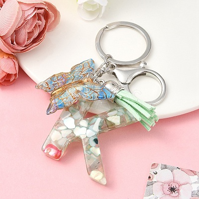 Resin & Acrylic & Faux Suede Tassel Keychain KEYC-YW00126-11-1