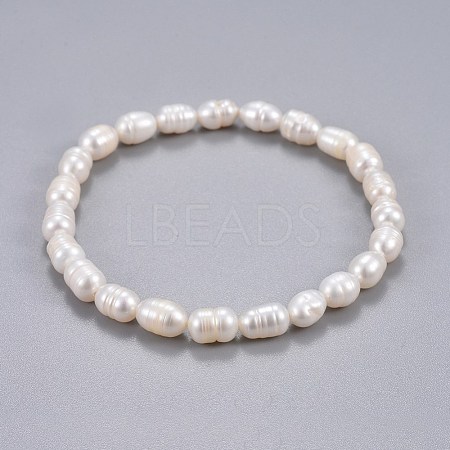 Natural Pearl Beads Stretch Bracelets BJEW-JB04265-01-1