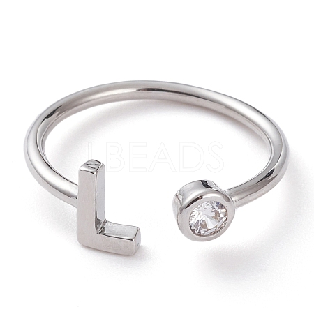Brass Micro Pave Clear Cubic Zirconia Cuff Rings RJEW-J074-01P-L-1