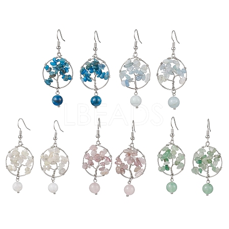 Natural Gemstone Dangle Earrings EJEW-JE05747-1