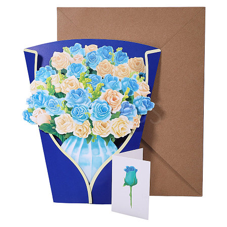 DIY Paper Flower Bouquet Greeting Card Sets AJEW-WH0455-197C-1
