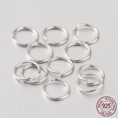 Anti-Tarnish Rhodium Plated 925 Sterling Silver Open Jump Rings STER-I005-32-8mm-1