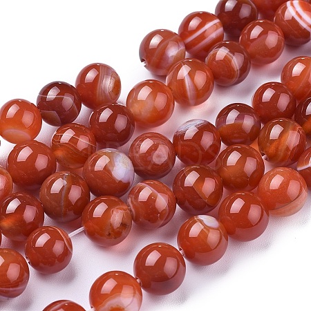 Natural Striped Agate/Banded Agate Beads Strands G-I261-C03-10mm-1