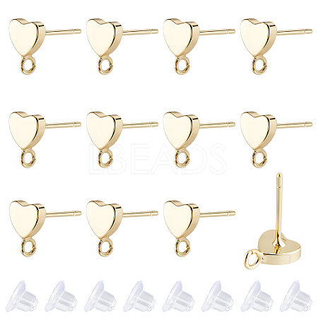 Brass Stud Earring Findings KK-BBC0028-29B-1