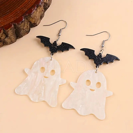 Ghost with Bat Acrylic Dangle Earrings FS-WGC3226-01-1