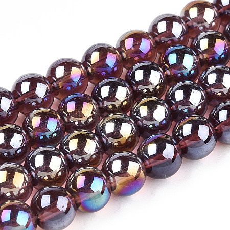 Electroplate Transparent Glass Beads Strands GLAA-T032-T8mm-AB19-1