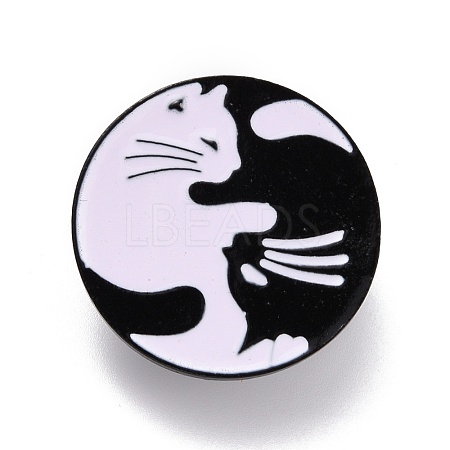 Flat Round with Cat Pattern Enamel Pin JEWB-O005-N02-1