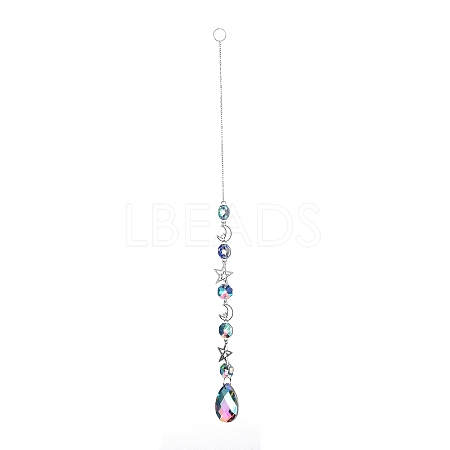 AB Color Plated Crystal Teardrop Big Pendant Decorations HJEW-G019-03B-1