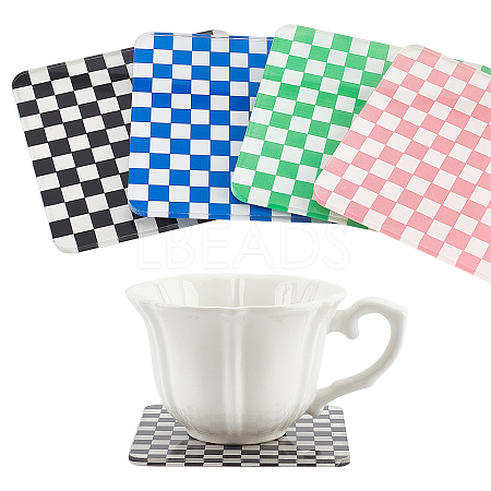 4Pcs 4 Colors Retro Acrylic Cup Mats AJEW-DR0001-14-1