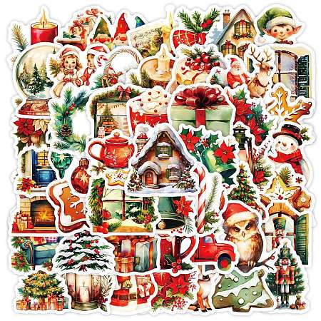 50Pcs Christmas Eve Theme Cartoon Paper Stickers X-DIY-P085-11-1