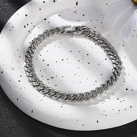 304 Stainless Steel Cuban Link Chain Bracelets for Men BJEW-Z081-01P-02-1
