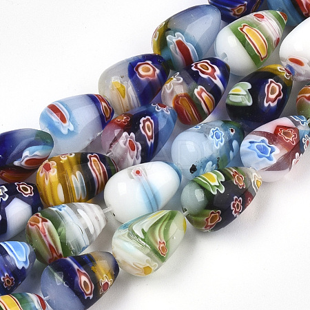 Handmade Millefiori Glass Beads Strands X-LK06Y-1