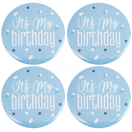 4Pcs It's My Birthday Tinplate Brooches JEWB-CN0001-12B-1
