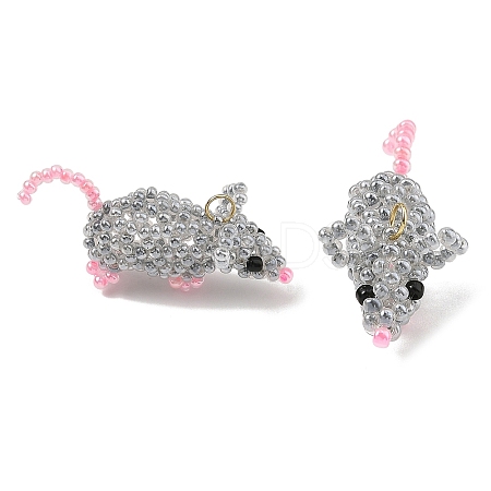 Glass Seed Beads Pendants PALLOY-MZ01453-1