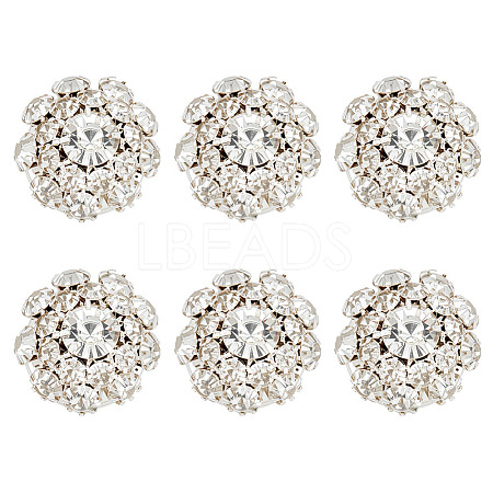 6Pcs Alloy Rhinestone Cufflinks BUTT-MA0001-11-1