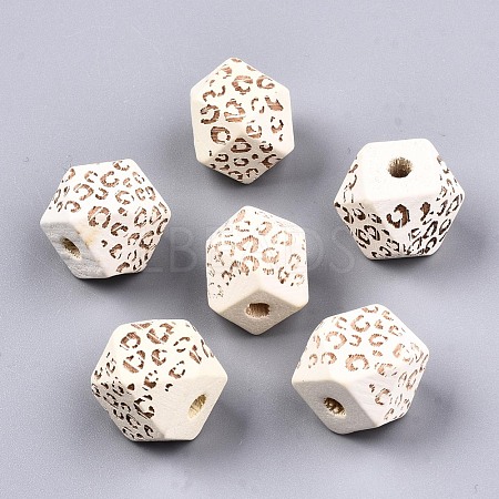 Painted Natural Wood Beads WOOD-T021-51B-12-1