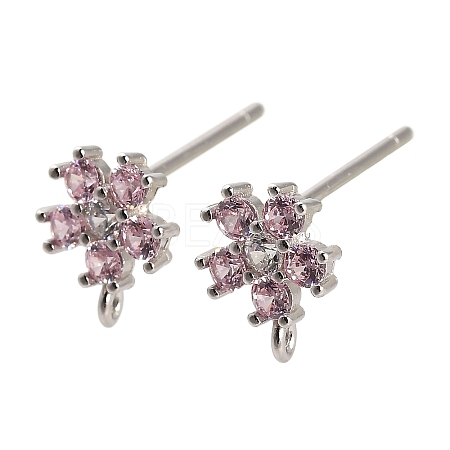 Rhodium Plated 925 Sterling Silver Ear Stud Findings STER-F058-01P-03-1