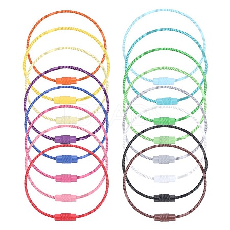32Pcs 16 Colors Baking Paint Stainless Steel Cable Wire Keychain AJEW-SC0002-21-1