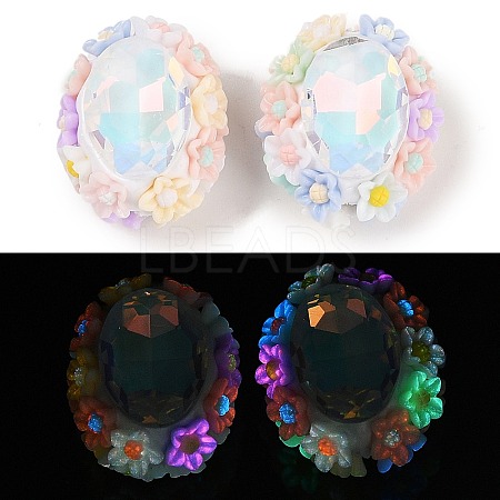 Handmade Luminous Polymer Clay Glass Rhinestone Beads CLAY-H003-05A-1