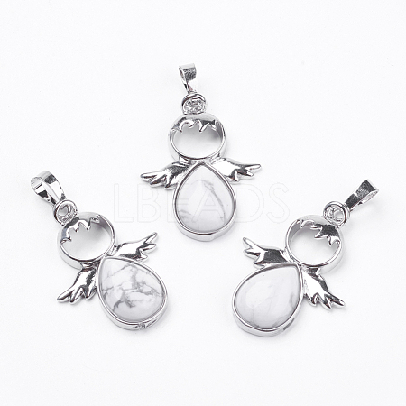 Natural Howlite Pendants G-G651-A14-1