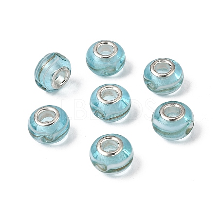 Rondelle Handmade Gold Sand Lampwork European Large Hole Beads X-LPDL-R007-07B-1