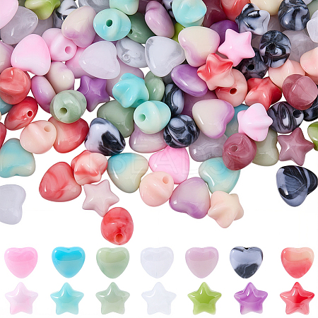 200Pcs 2 Styles Opaque Acrylic Beads OACR-SP0002-11-1