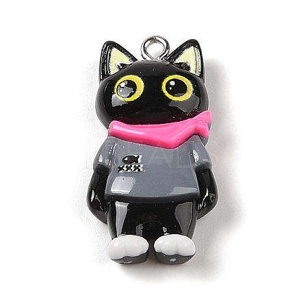 Opaque Resin Cat Pendants RESI-S399-07C-1
