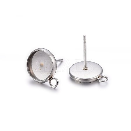 Non-Tarnish 304 Stainless Steel Stud Earring Settings STAS-H467-08P-8mm-1