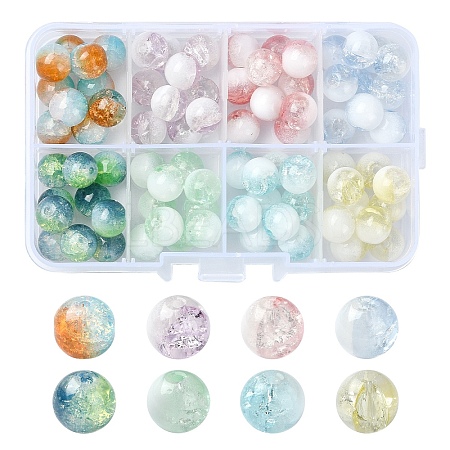 80Pcs 8 Colors Transparent Crackle Glass Beads GLAA-YW0003-50-1