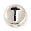 925 Sterling Silver Flat Round with Letter Beads STER-G044-01AS-T-1
