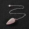 Teardrop Platinum Tone Brass Rose Quartz Dowsing Pendulums X-MAK-M015-03H-1