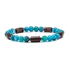 Natural Chalcedony & Synthetic Non-magnetic Hematite Beads Energy Stretch Bracelets Set BJEW-JB07142-03-3