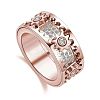 Gear Brass Micro Pave Clear Cubic Zirconia Rotatable Finger Rings FS-WGBD3BF-21-1