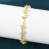 Brass Pave Cubic Zirconia Flower Link Chain Bracelets for Women KK-CBA68DA-14G-11-2