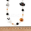 Halloween Handmade Lampwork Bat Ghost Pumpkin and Round Shell Pearl Beaded Necklaces for Women NJEW-TA00277-4