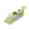 2Pcs Electroplated Natural Quartz Crystal Dyed Copper Wire Wrapped Pendants PALLOY-JF03172-01-4