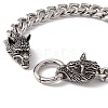 201 Stainless Steel Curb Chains Bracelet with Wolf Clasp for Women BJEW-E107-06P-4