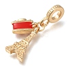 Rack Plating Alloy Red Enamel European Dangle Charms PALLOY-A009-06G-2