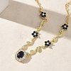 Brass Pave Cubic Zirconia Flower Pendant Necklaces NJEW-C121-04A-02G-3