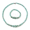 Natural Amazonite Round Beads Bracelets & Necklaces Sets SJEW-L132-19-1