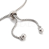 Brass Pave Clear Cubic Zirconia Flat Round Box Chain Slider Bracelets BJEW-B094-12A-P-3
