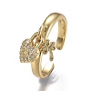 Adjustable Brass Micro Pave Clear Cubic Zirconia Cuff Rings ZIRC-Z002-05G-1