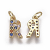 Brass Micro Pave Cubic Zirconia Charms ZIRC-L070-38R-G-2