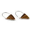 Natural Tiger Eye Triangle Dangle Hoop Earrings G-S359-363C-3