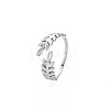 Non-Tarnish 304 Stainless Steel Leaf Open Cuff Ring for Women RJEW-S405-190P-3