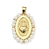 Brass with Plastic Imitation Pearl Pendants KK-G472-03G-03-1