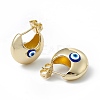 Enamel Crescent Moon with Evil Eye Stud Earrings EJEW-A093-01G-02-2