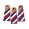 Independence Day Opaque Striped Resin & Walnut Wood Pendants RESI-U010-02A-1